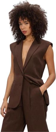 Notre-V Jassen, Dames, Bruin, XL, Leer, Nv-Hilda Blazer