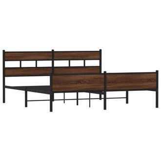 Berkfield Home Metal Bed Frame without Mattress Brown Oak 200x200 cm