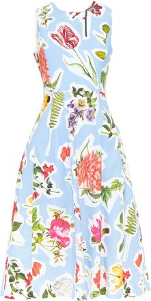 Carolina Herrera light blue floral collage print sleeveless faille dress US4 S