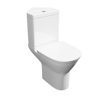 Clifton Premium CORNER OPEN BACK ROUND Rimless Pan Toilet Set in White