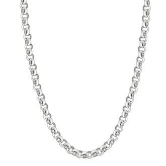 Pompeii3 Mens Polished Steel Single Tone 6.5mm Rolo Link Flexible 24 Chain Necklace