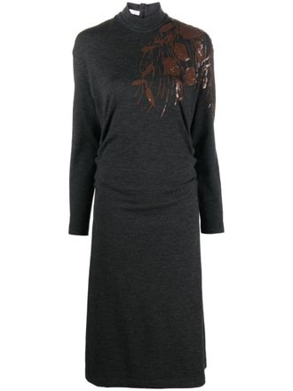 Brunello Cucinelli sequin-design midi dress - Grigio