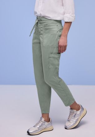 Street One Jogger Pants STREET ONE Style Bonny, Damen, Gr. 38, L&auml;nge 28, schwarz mint gr&uuml;n, Web, Obermaterial: 60% Lyocell, 37% Baumwolle, 3% Elasthan, unifarben