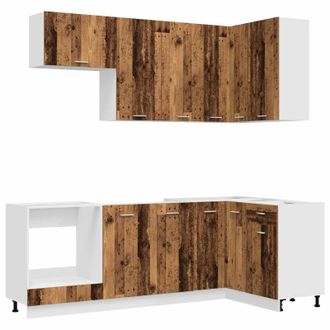 vidaXL Unidad De Cocina Lyon 8 Uds. Madera Envejecida Vidaxl