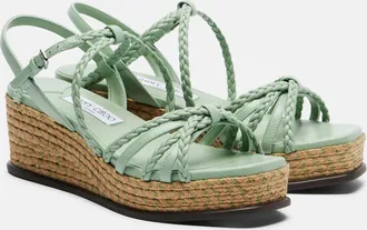 Jimmy Choo London Alpargatas con cu&ntilde;a Nyra de piel trenzada