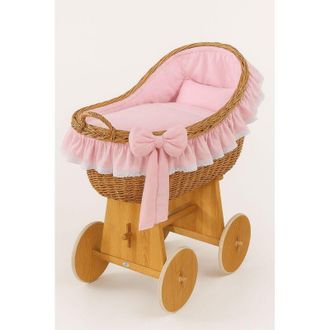 OEM Mois&eacute;s De Mimbre Carina Con Cobertizo De Mimbre - Ropa De Cama Natural Y Rosa