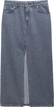 Filippa K Lange Denim Rok met Split - Dames - Spijkerrokken - Grijs - S - Denim - Rokken