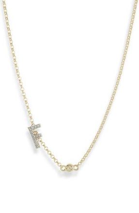 Meshmerise Bezel Diamond Initial Chain Necklace - 0.2ct. in Yellow-F at Nordstrom Rack