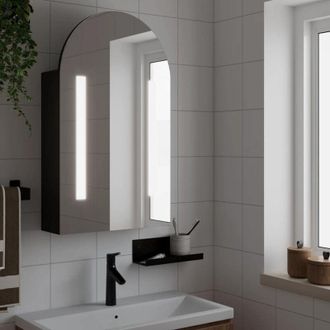 vidaXL Armadietto Bagno con Specchio e led ad Arco Nero 42x13x70 cm - Vidaxl