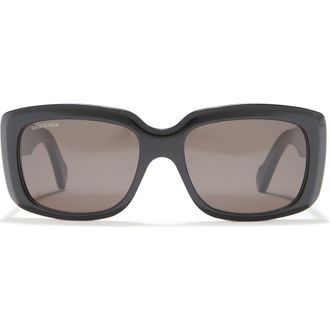 Balenciaga 56mm Core Square Sunglasses in Black Black Grey at Nordstrom Rack