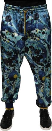 Dolce & Gabbana Joggingbroek met marmerprint en logo - Heren - Sweatpants - Veelkleurig - 2XL - Polyester - Broeken