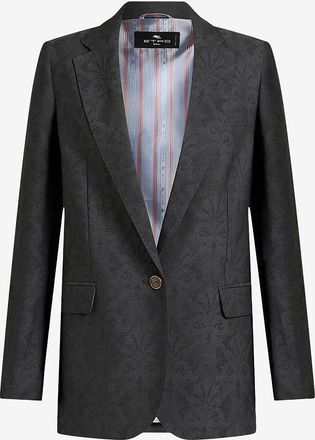 Etro Gerader einreihiger Wolljacquard-Blazer mit Ornament-Motiv