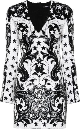 Balmain sequinned mini dress - women - Silk/Acrylic/Viscose/Polyester/Polyamide - 38 - Black