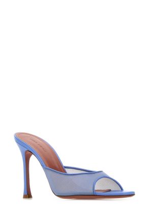 Amina Muaddi Womens Cerulean Blue Mesh Alexa Mules Babyblue Scarpe Con Tacco High Heel Shoes