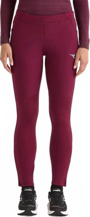 Diadora Winter Protection Run Tights In Maroon Banner