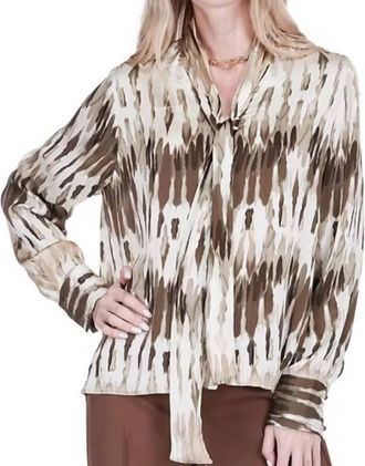 Jade Yoga Tie Neck Blouse In Desert Mirage