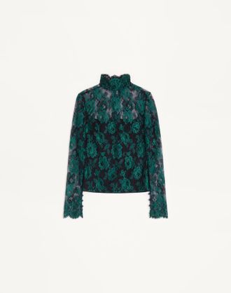 Valentino Top In Pizzo Donna MARINE/EMERALD 36