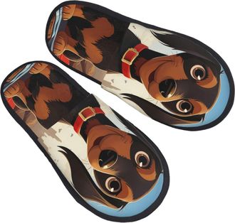 Generic Plush Slippers I Love My Dog Dachshunds Furry Cotton Slippers Warm House Shoes For Indoor Travel Hotel L