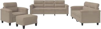 vidaXL Juego De Sof&aacute;s Con Cojines 3 Piezas Tela Microfibra Taupe Vidaxl