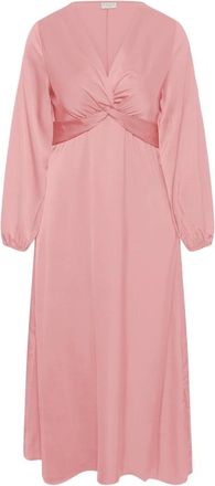 Kaffe Curve KCjamie Knot Dress - Dames - Casual kleedjes - Roze - 6XL - Polyester - Kleedjes