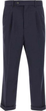 Dr&ocirc;le de Monsieur Le Pantalon &agrave; Plis Cropped - Heren - Vrijetijds broeken - Blauw - M - Wol - Broeken