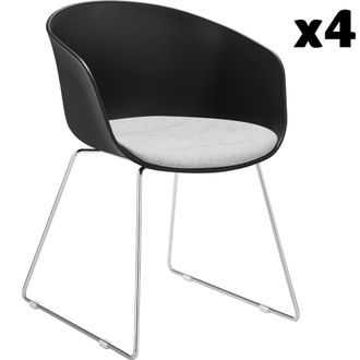 TecTake 4 sillas de comedor con reposabrazos de pl&aacute;stico, asientos acolchados