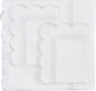 Melange Home Scallop Rope Duvet & Sham Set in White/White at Nordstrom Rack, Size Full/queen