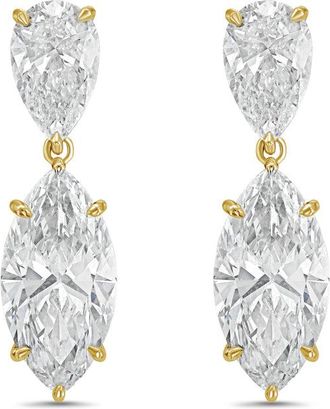 Diana M. Jewels 14KW YG 15.00 Ct TW of Lab grown pear and marquise shape diamond drop earrings
