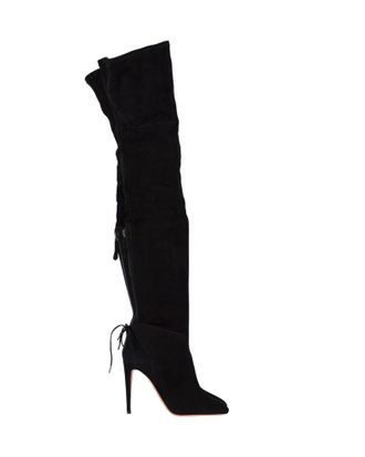 Aquazzura Pre-owned Womens Aquazzura Giselle Over-The-Knee Boots in Black Suede - Size EU 39