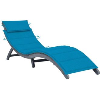 vidaXL Tumbona Con Coj&iacute;n Madera Maciza De Acacia Gris Vidaxl