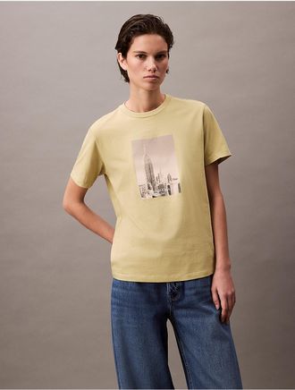 Calvin Klein Jeans Calvin Klein Womens Faded City Graphic Classic T-Shirt - Yellow - XS