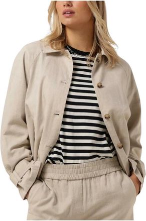 Modstr&ouml;m Kort Jas Trendy Winterstijl - Dames - Zomerjassen - Beige - L - Polyester - Jassen