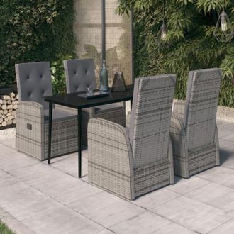 vidaXL Juego De Comedor De Jard&iacute;n 5 Piezas Con Cojines Gris Vidaxl