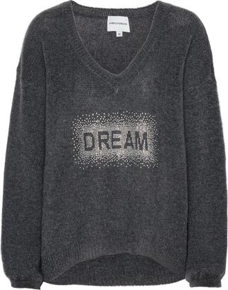 Americandreams Silja V Neck Crystal Pullover - Dames - V-hals truien - Grijs - M - Wol - Truien & Vesten
