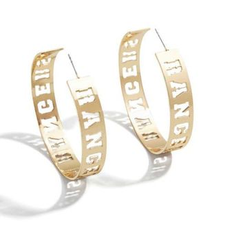 WEAR by Erin Andrews x Baublebar Texas Rangers Large Cutout Hoop Earrings in Gold at Nordstrom