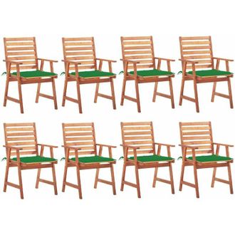 vidaXL Vidaxl - Sillas Comedor De Jard&iacute;n Y Cojines 8 Uds Madera Maciza Acacia