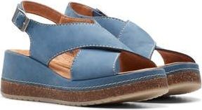 Clarks Kassanda Step Wedge Sandal in Blue Nubuck at Nordstrom Rack, Size 6.5