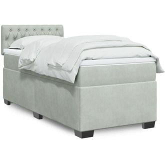 vidaXL Vidaxl - Cama Box Spring Con Colch&oacute;n Terciopelo Gris Claro 100x200 Cm