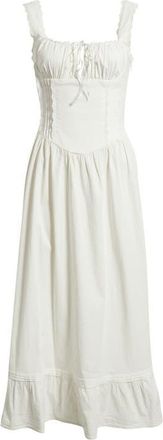 BDG Gabriette Tie Front Lace Trim Maxi Dress in White at Nordstrom, Size X-Small