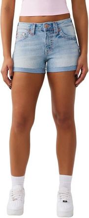 True Religion Jennie Cuffed Denim Shorts in Flax Flower at Nordstrom, Size 23