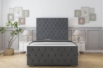 Sloomy Watson Coniston Bed Frame With 50 Upholstered Headboard in Dark Grey | Size: Small Single