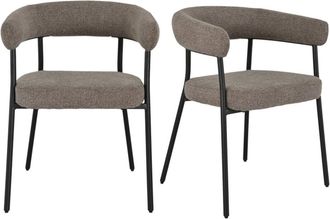 Moloo Silla de comedor en tela color topo y acero negro (x2)