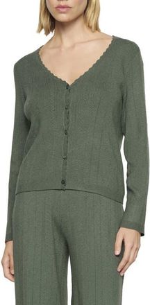 Eberjey Pointelle Cardigan in Desert Sage at Nordstrom, Size X-Small