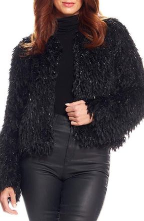 Donna Saylers' Fabulous-Furs Hit the Lights Metallic Faux Fur Jacket in Black at Nordstrom, Size X-Large