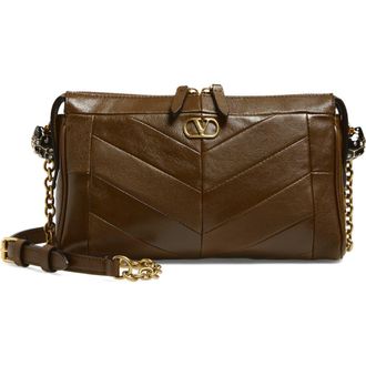 Valentino Garavani Small Panthea Chevron Patchwork Leather Shoulder Bag in Dark Brown at Nordstrom