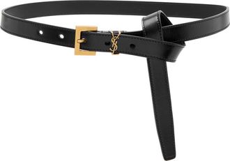 Saint Laurent Logo Leather Belt - Black - 80 (UK10/ M)