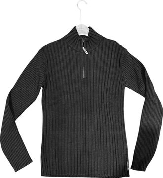Armani Womens Ribbed Knit Half-Zip Sweater In Black