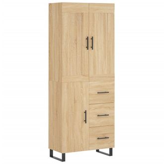 vidaXL Aparador Alto Madera Contrachapada Color Roble 69,5x34x180 Cm Vidaxl