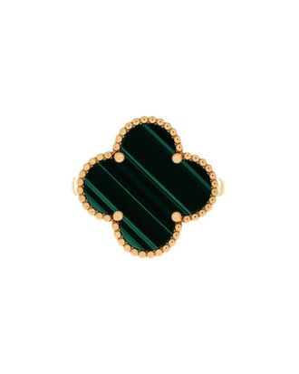 Van Cleef & Arpels 18K Gold Magic Alhambra Ring 18K Yellow Gold With Malachite (Authentic Pre-Loved)