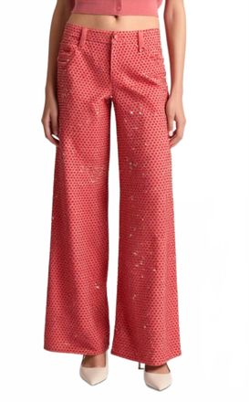 Alice & Olivia Womens Embellished Baggy Jean In Red